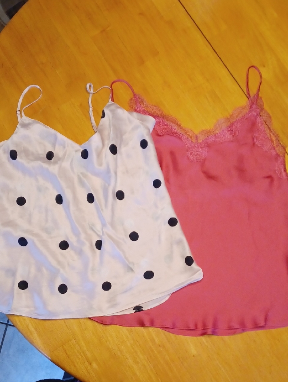 Victoria's Secret Pink Lace-Trim Cami + Light Pink Polka Dot Cami Set Size S